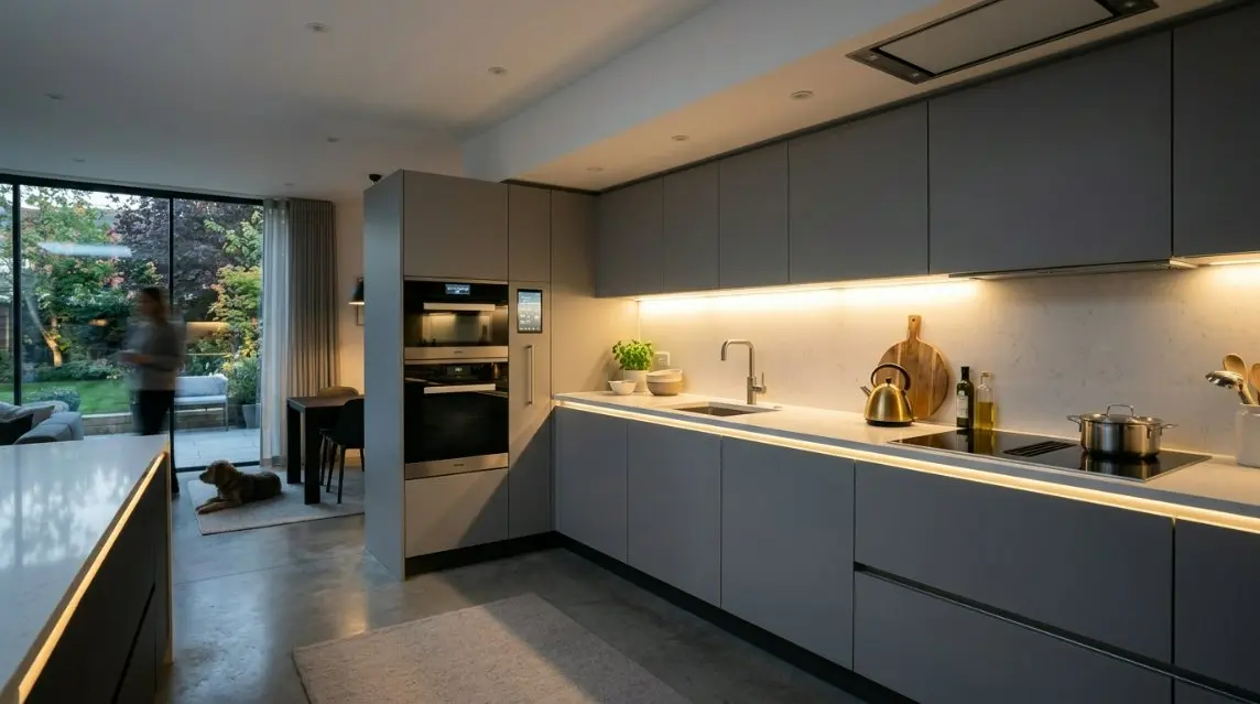 کابینت آشپزخانه خاکستری کاربردی ممتاز: راهنمای نهایی 2026 برای ذخیره سازی هوشمند، مواد زیست محیطی و روشنایی تعبیه شده برای خریداران جهانی B2B